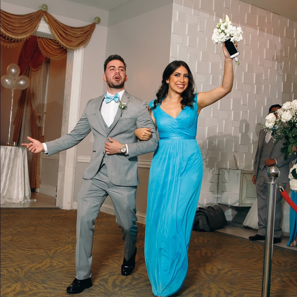 David’s bridal bright blue dress